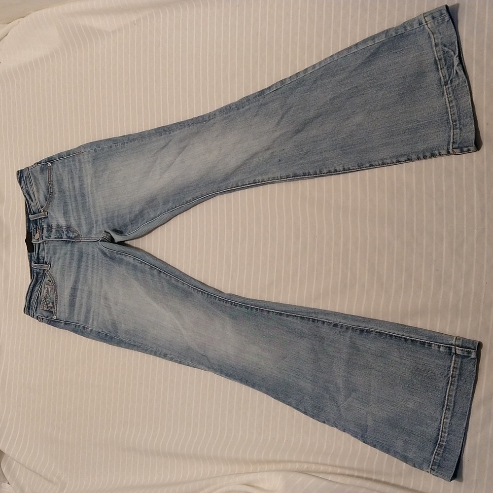 Buckle Black Women Flare Leg Jeans